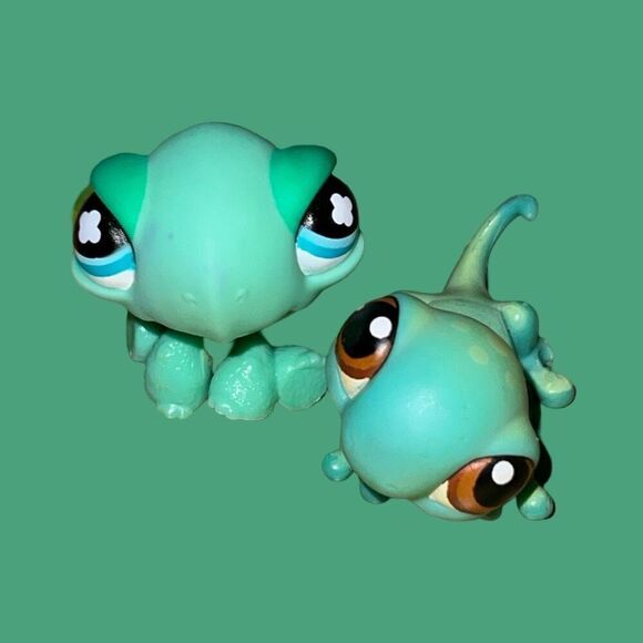 2005 Littlest Pet Shop LPS #111 Gecko Lizard Brown Spots Eyes & Turtle #642 B14 - Picture 2 of 6